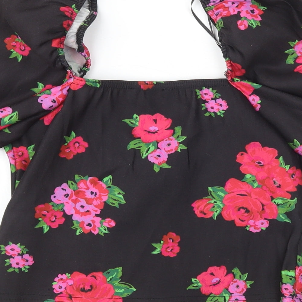 Womens UK Size 6 New Look Multicoloured Cropped Blouse