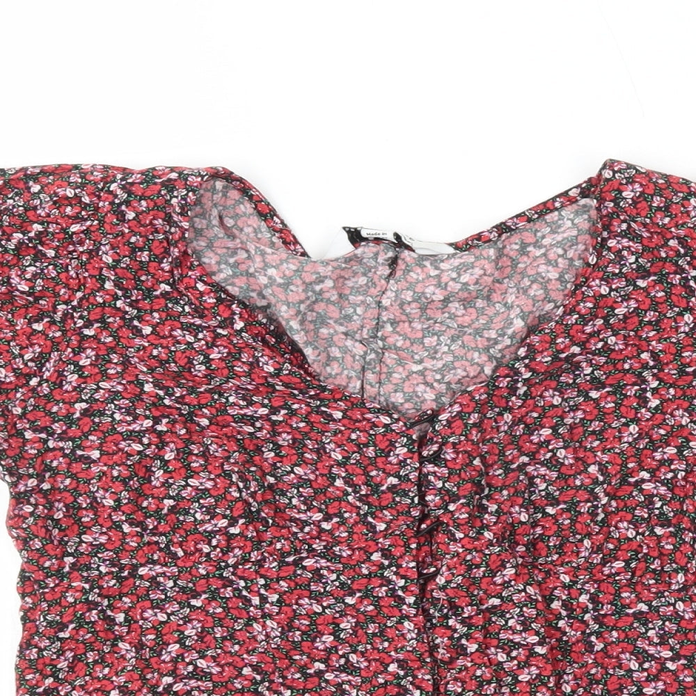 SheIn Womens Multicoloured Floral Polyester Basic Blouse Size 6 Off the Shoulder