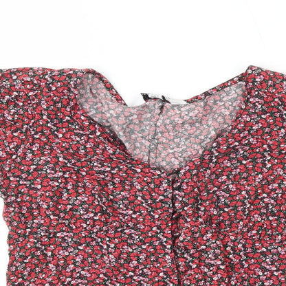 SheIn Womens Multicoloured Floral Polyester Basic Blouse Size 6 Off the Shoulder