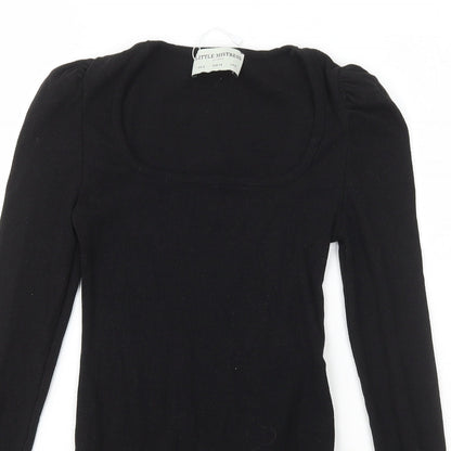 Little Mistress Womens Black  Cotton Bodysuit One-Piece Size 6