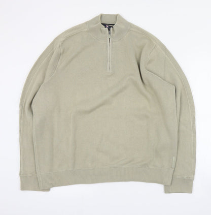 Blue Harbour Mens Beige High Neck  Cotton Pullover Jumper Size XL