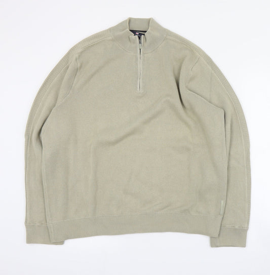 Blue Harbour Mens Beige High Neck  Cotton Pullover Jumper Size XL