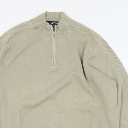 Blue Harbour Mens Beige High Neck  Cotton Pullover Jumper Size XL
