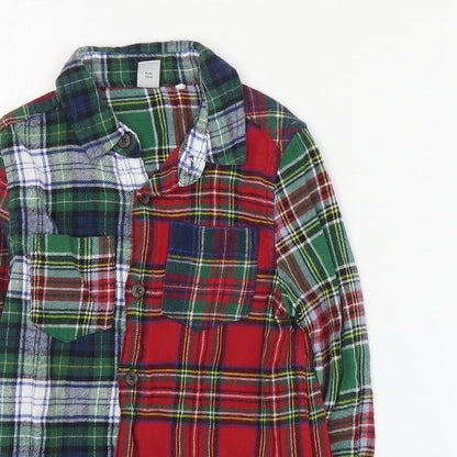 TU Boys Red Plaid Cotton Basic Button-Up Size 6 Years Collared Button