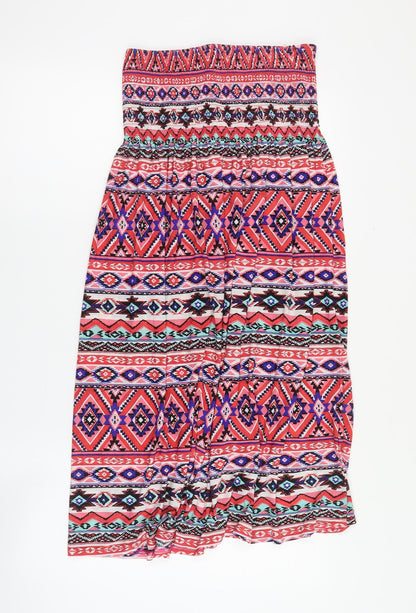 Preworn Womens Multicoloured Geometric Viscose Mini  Size L  Off the Shoulder Pullover