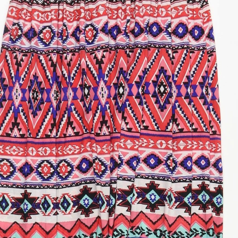 Preworn Womens Multicoloured Geometric Viscose Mini  Size L  Off the Shoulder Pullover