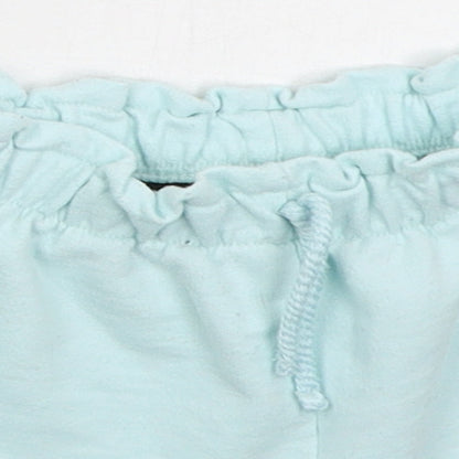 Zara Girls Blue  Cotton Cropped Trousers Size 18-24 Months  Drawstring - Minnie Love Sweat Shorts