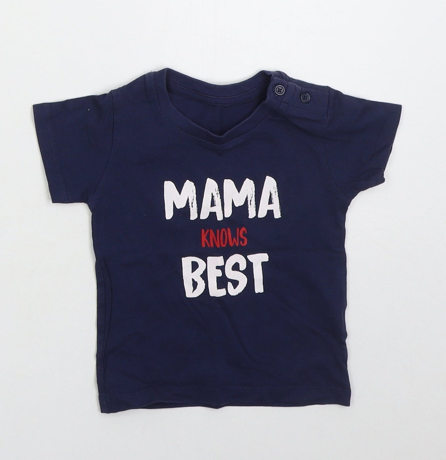 Matalan Boys Blue  Cotton Basic T-Shirt Size 6-9 Months Crew Neck Pullover - Mama Knows Best
