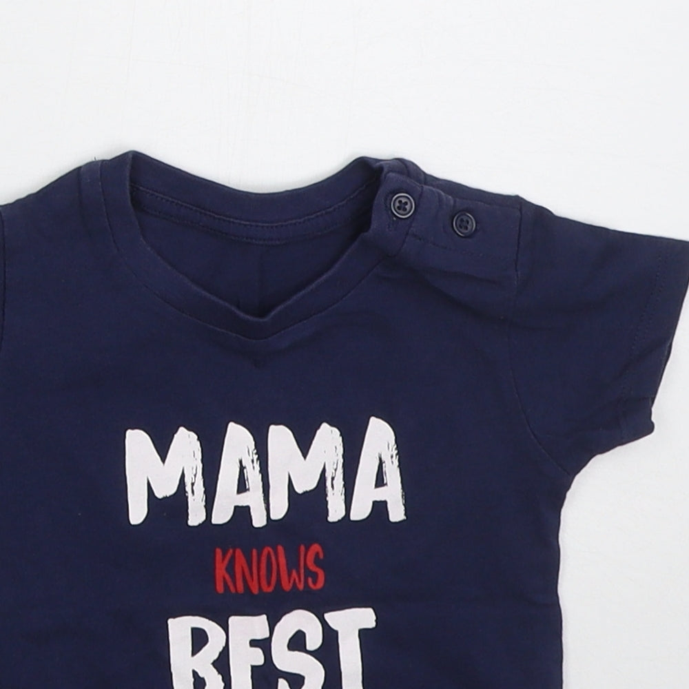 Matalan Boys Blue  Cotton Basic T-Shirt Size 6-9 Months Crew Neck Pullover - Mama Knows Best