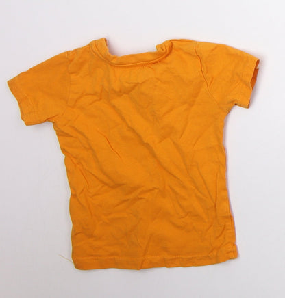 Primark Boys Orange  Cotton Basic T-Shirt Size 9-12 Months Crew Neck Pullover - Daddys Best Friend