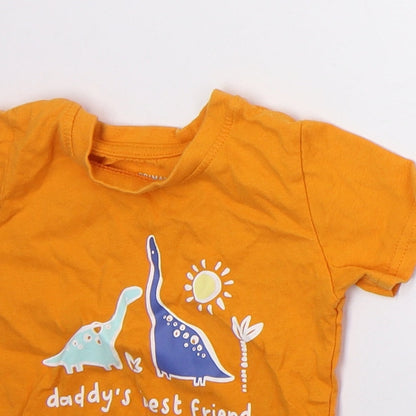 Primark Boys Orange  Cotton Basic T-Shirt Size 9-12 Months Crew Neck Pullover - Daddys Best Friend