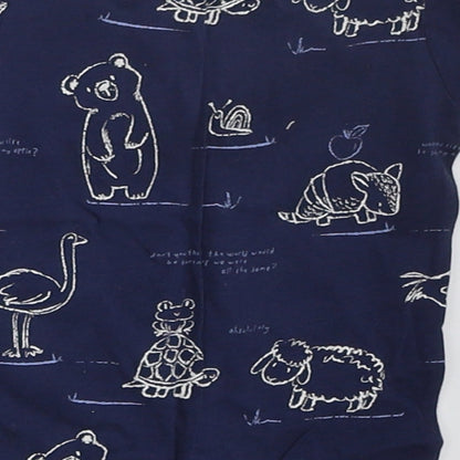 George Boys Blue  Cotton Basic T-Shirt Size 6-9 Months Crew Neck Pullover - Animals
