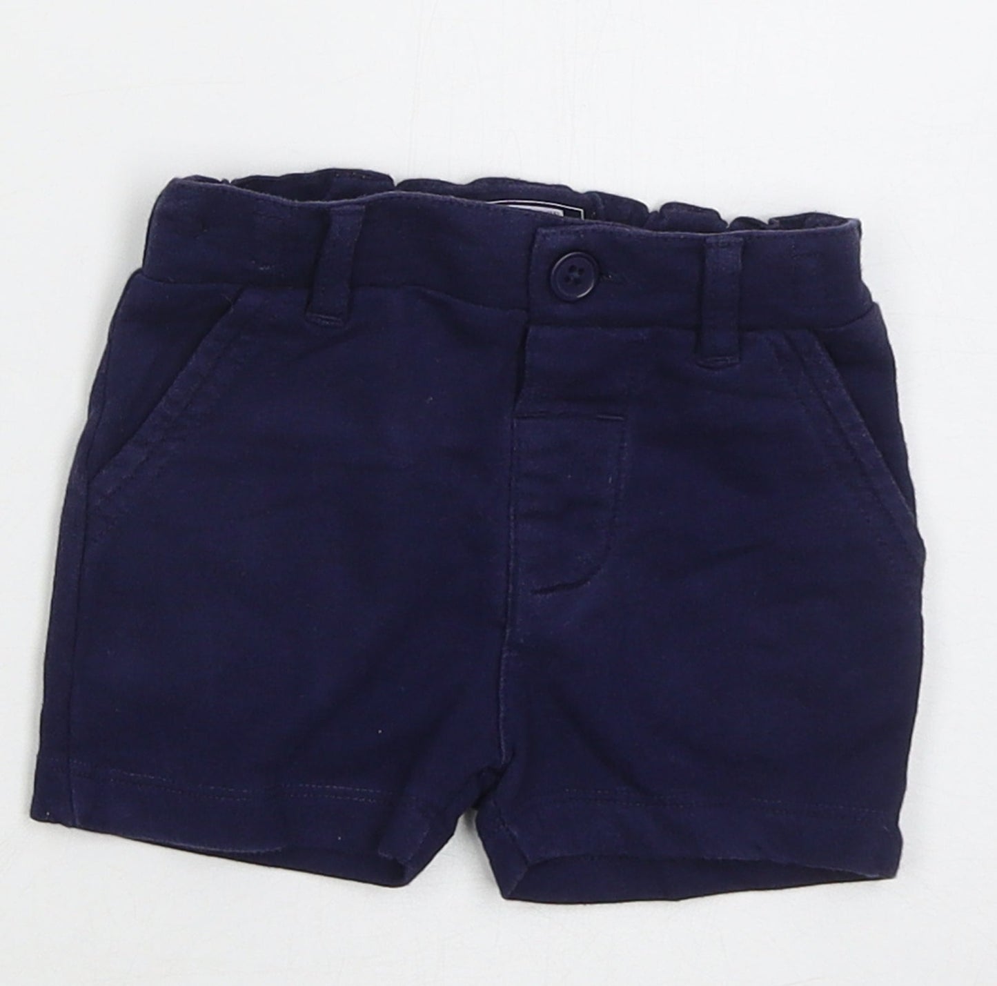 NEXT Boys Blue  Cotton Cropped Trousers Size 6-9 Months  Button
