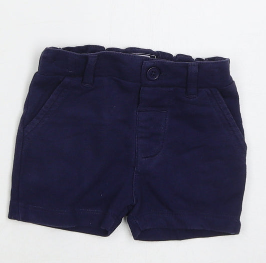 NEXT Boys Blue  Cotton Cropped Trousers Size 6-9 Months  Button
