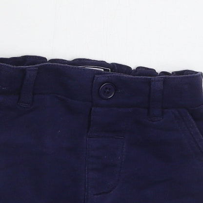 NEXT Boys Blue  Cotton Cropped Trousers Size 6-9 Months  Button