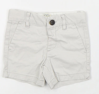 River Island Boys White  Cotton Cropped Trousers Size 6-9 Months  Button