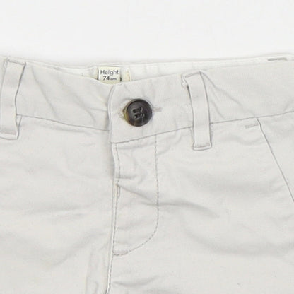 River Island Boys White  Cotton Cropped Trousers Size 6-9 Months  Button
