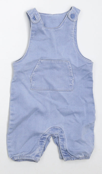 Matalan Girls Blue  Cotton Coverall Outfit/Set Size 6-9 Months  Button