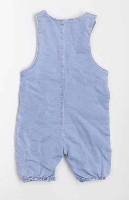 Matalan Girls Blue  Cotton Coverall Outfit/Set Size 6-9 Months  Button