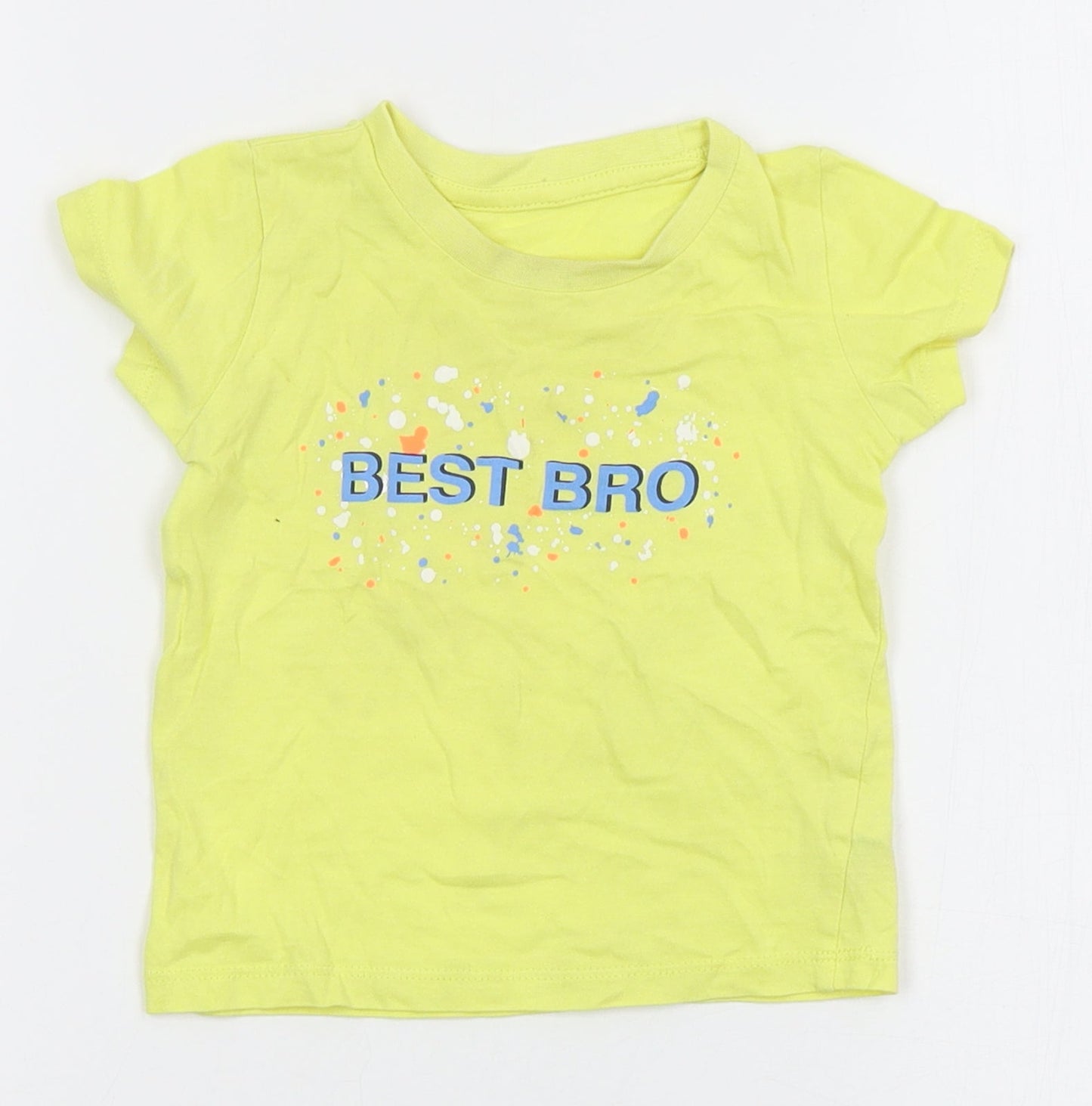 Dunnes Boys Yellow  Cotton Basic T-Shirt Size 9-12 Months Crew Neck Pullover - Best Bro