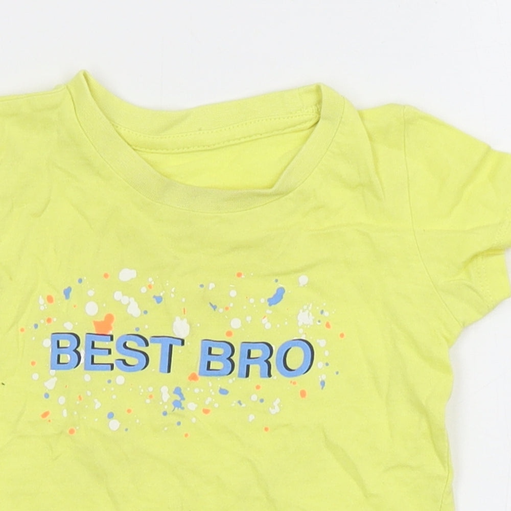 Dunnes Boys Yellow  Cotton Basic T-Shirt Size 9-12 Months Crew Neck Pullover - Best Bro