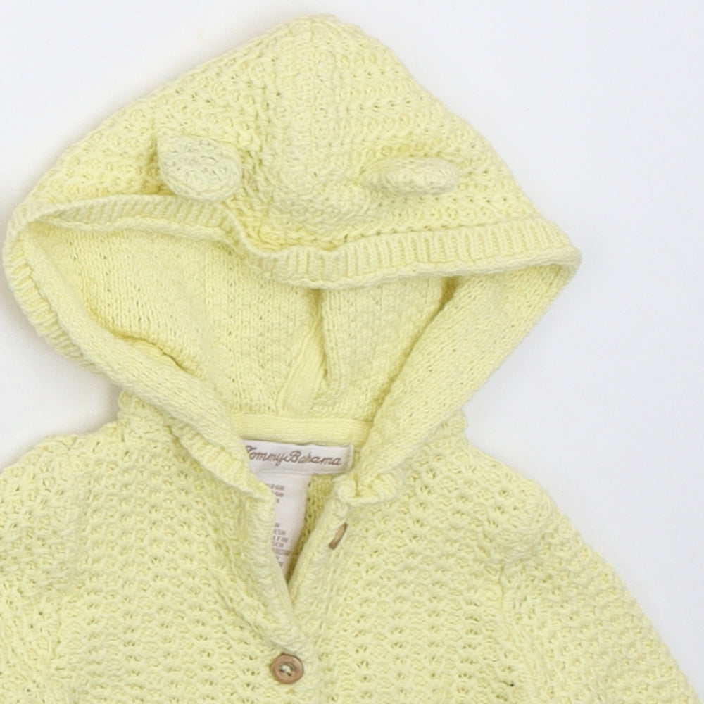 Tommy Bahama Girls Yellow  Cotton Cardigan Jumper Size 3-6 Months  Button