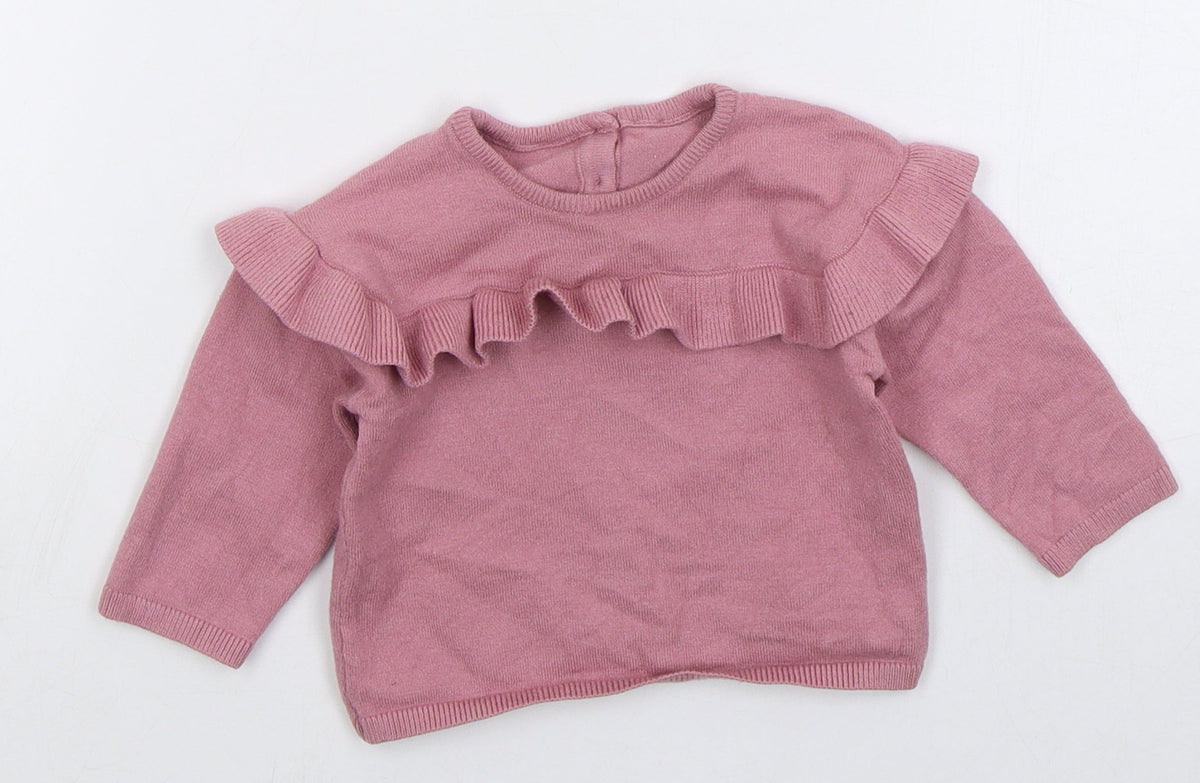 Matalan Girls Pink  Polyester Pullover Jumper Size 3-6 Months  Pullover