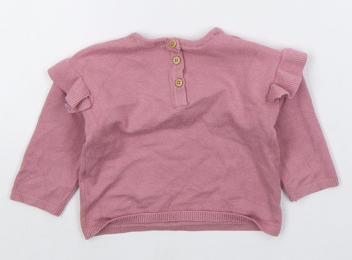 Matalan Girls Pink  Polyester Pullover Jumper Size 3-6 Months  Pullover
