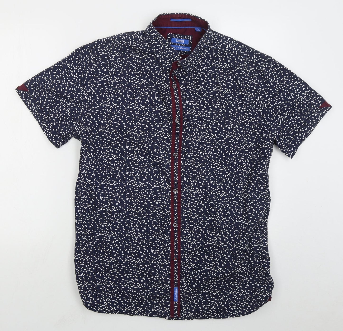 Mens UK Size L D555 Blue  Button-Up Short Sleeve Casual Shirt
