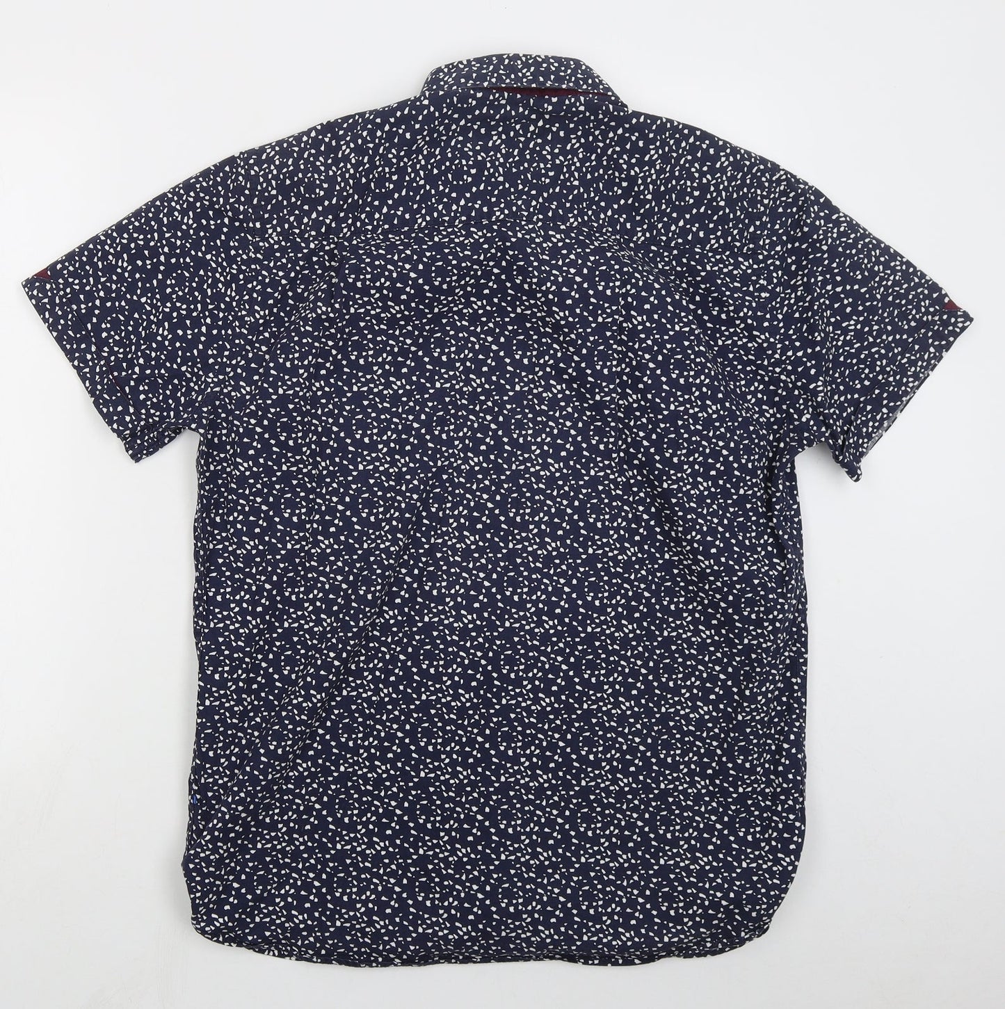 Mens UK Size L D555 Blue  Button-Up Short Sleeve Casual Shirt