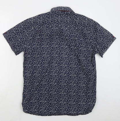 Mens UK Size L D555 Blue  Button-Up Short Sleeve Casual Shirt