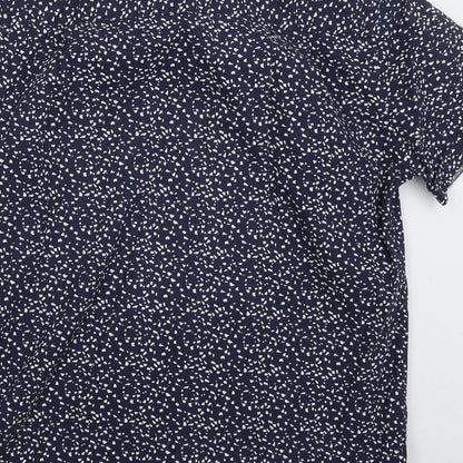 Mens UK Size L D555 Blue  Button-Up Short Sleeve Casual Shirt