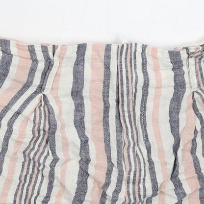 Matalan Womens Pink Striped Linen Bermuda Shorts Size 10  Regular Zip