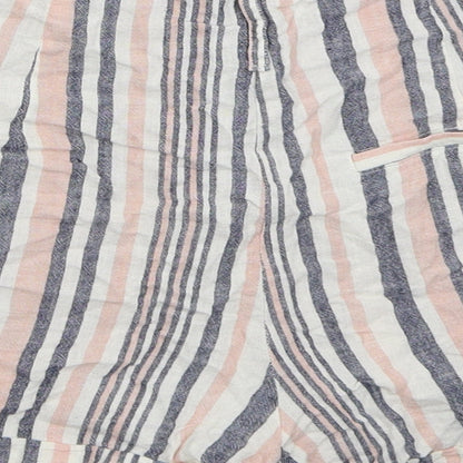 Matalan Womens Pink Striped Linen Bermuda Shorts Size 10  Regular Zip