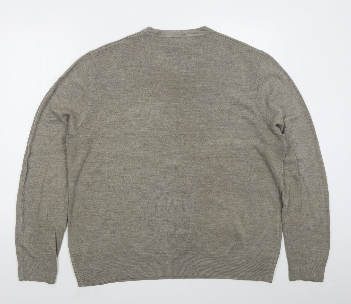 Atlantic Bay Mens Beige V-Neck  Acrylic Pullover Jumper Size XL