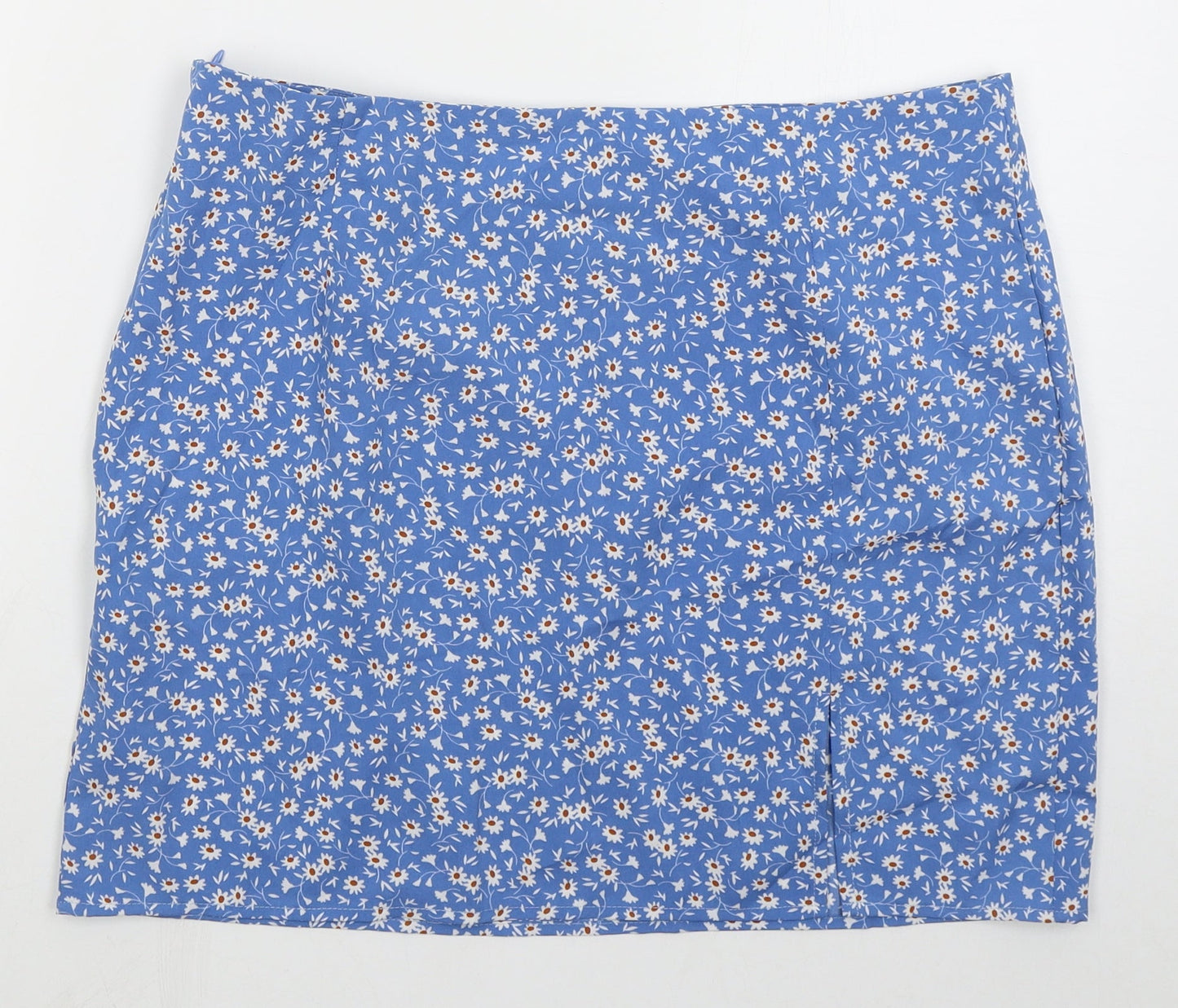 SheIn Womens Blue Floral Polyester Mini Skirt Size XL   Zip