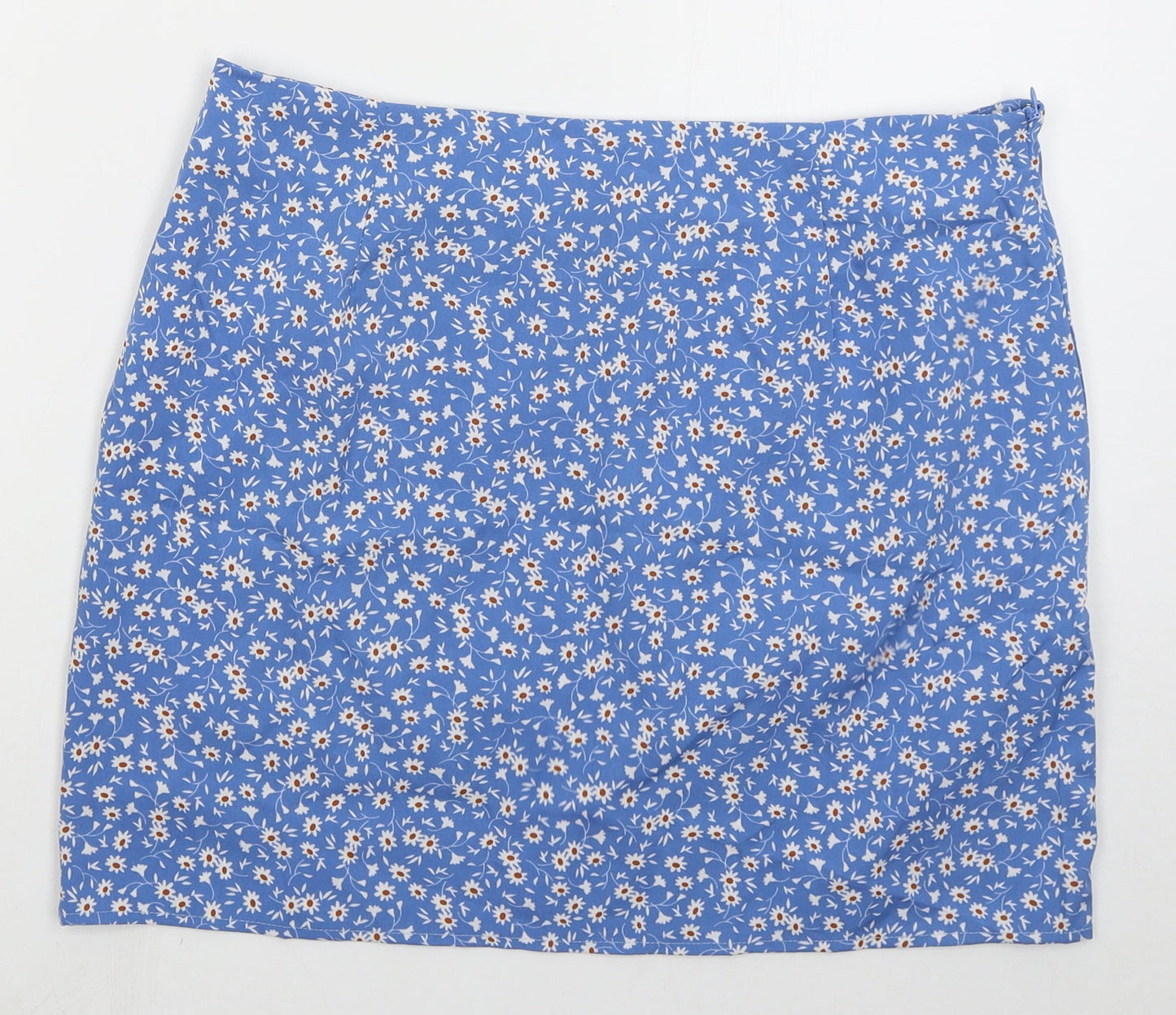 SheIn Womens Blue Floral Polyester Mini Skirt Size XL   Zip
