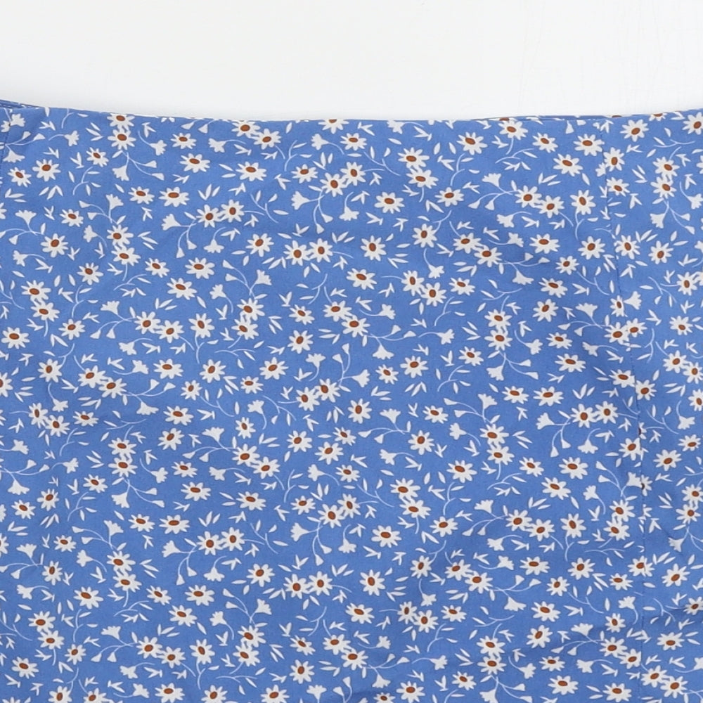 SheIn Womens Blue Floral Polyester Mini Skirt Size XL   Zip