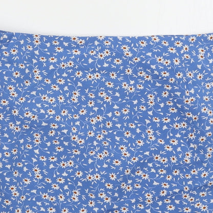SheIn Womens Blue Floral Polyester Mini Skirt Size XL   Zip