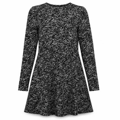 F&F Womens Black Animal Print Viscose A-Line  Size 10  Crew Neck Pullover