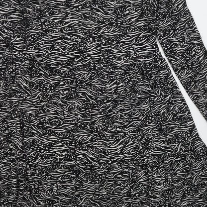 F&F Womens Black Animal Print Viscose A-Line  Size 10  Crew Neck Pullover