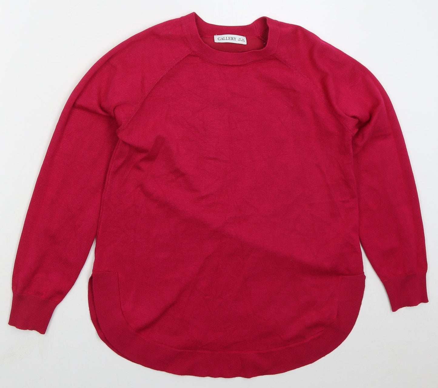 Gallery Womens Pink Crew Neck  Viscose Pullover Jumper Size XS