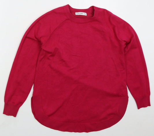 Gallery Womens Pink Crew Neck  Viscose Pullover Jumper Size XS