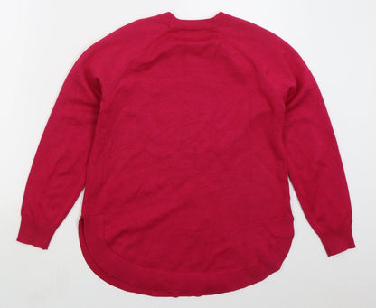 Gallery Womens Pink Crew Neck  Viscose Pullover Jumper Size XS