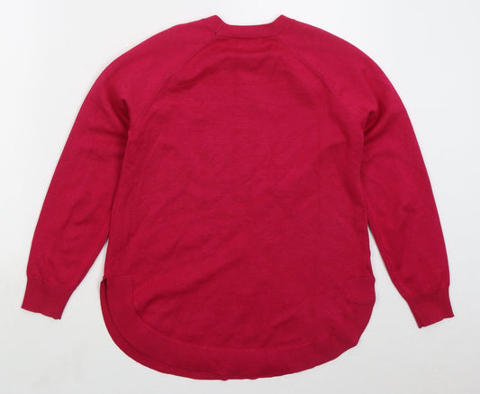 Gallery Womens Pink Crew Neck  Viscose Pullover Jumper Size XS