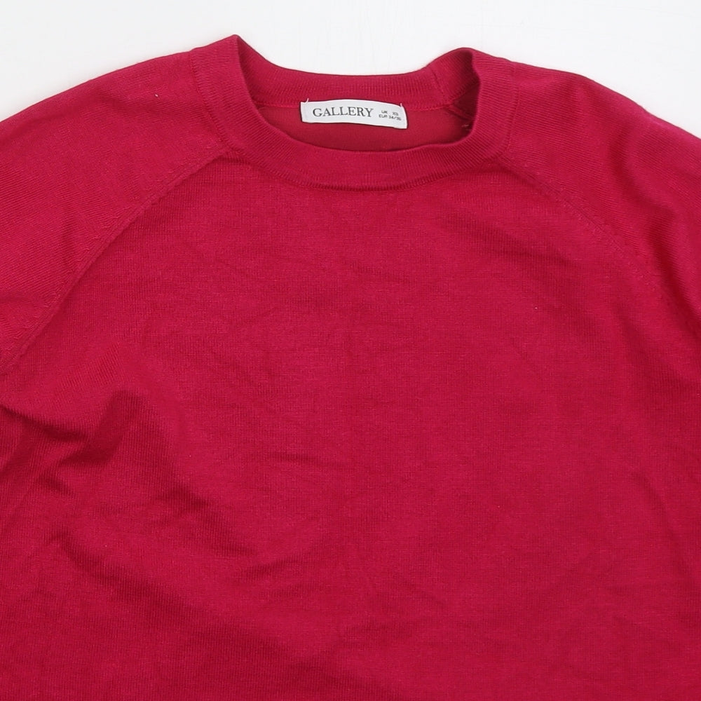 Gallery Womens Pink Crew Neck  Viscose Pullover Jumper Size XS
