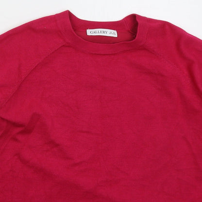 Gallery Womens Pink Crew Neck  Viscose Pullover Jumper Size XS