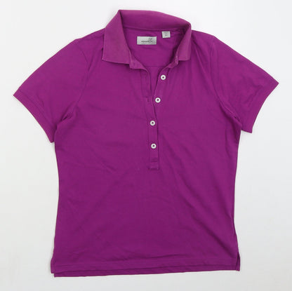 Ashworth Womens Purple  Cotton Basic Polo Size XS Collared