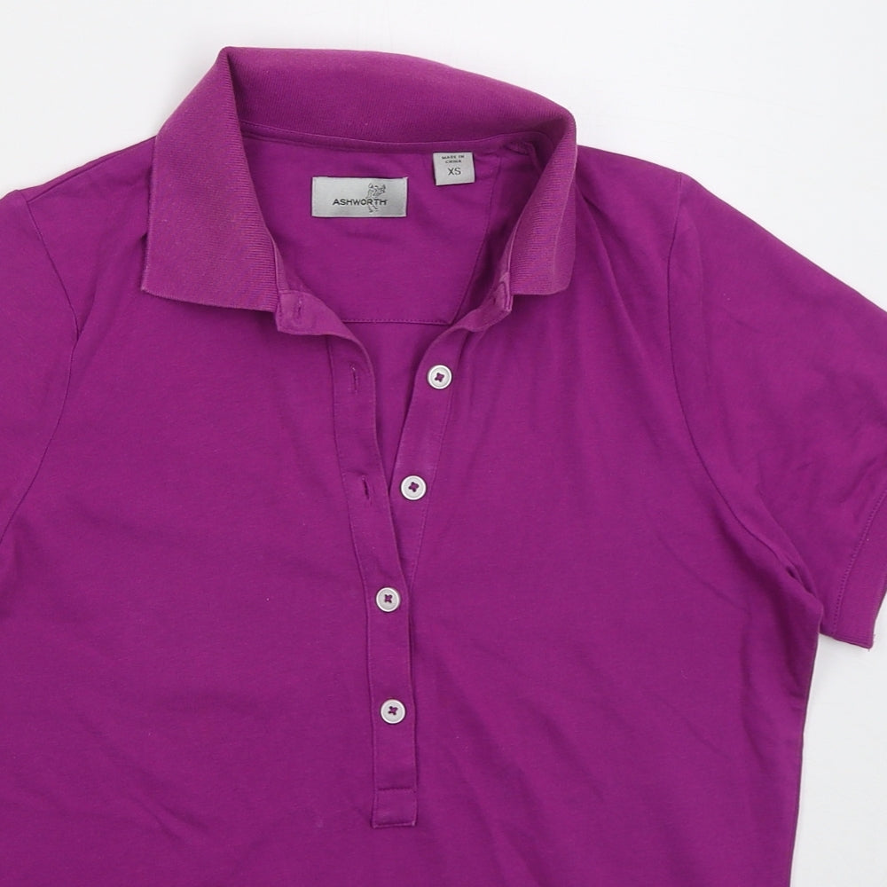 Ashworth Womens Purple  Cotton Basic Polo Size XS Collared