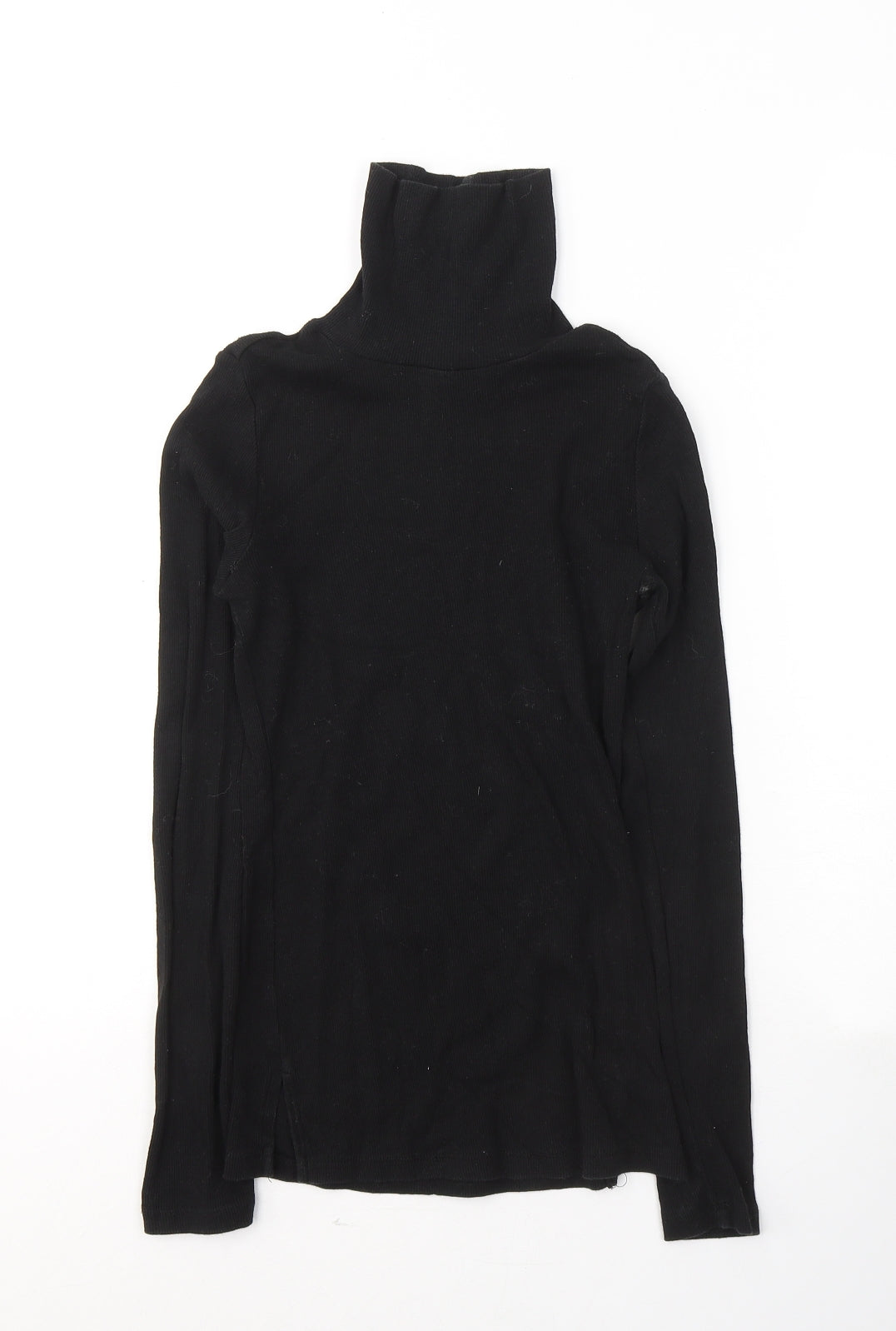 Ambiance Womens Black  Cotton Jersey T-Shirt Size S High Neck - Cold shoulder